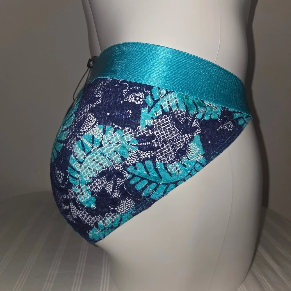 Cosabella Never‎ Say Never Mid-Rise Lace Brief Full Coverage Soft Stretch Teal
